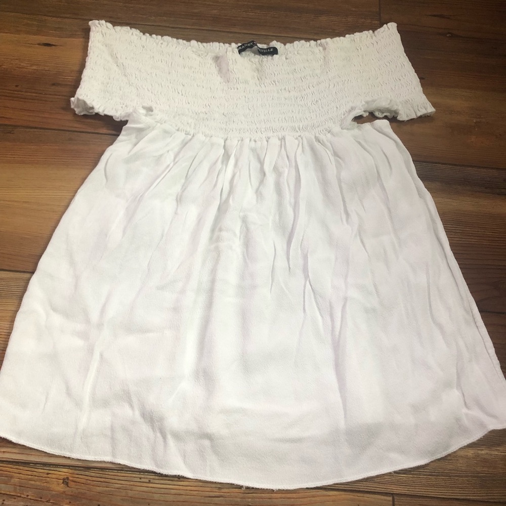 Brandy Melville Cropped White Off Shoulder Top One Size